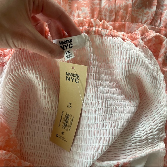 NWT Madden‎ NYC Pink and White Floral Dress 1 X milkmaid - Picture 6 of 7